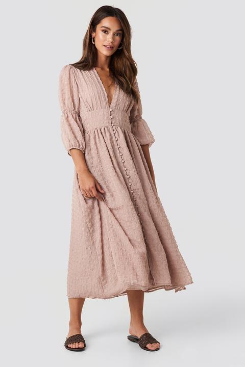 V-shape Flowy Puff Sleeve Dress