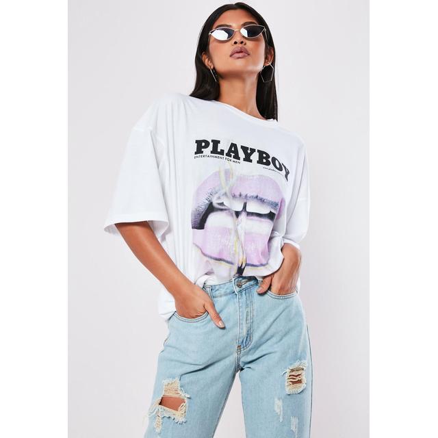X Missguided White Lips T Shirt Dress 