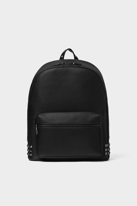 zara black studded backpack
