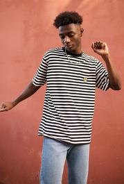 Camiseta Heart Rayas Negro/crudo