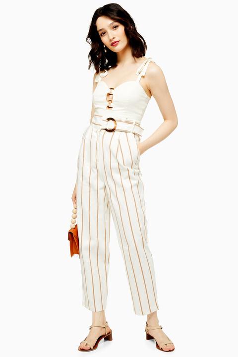 Womens Tall Stripe Peg Trousers - Taupe, Taupe from Topshop on