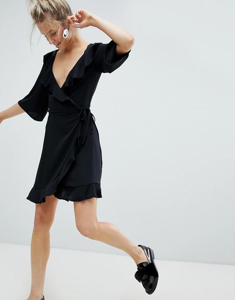 Monki Ruffle Wrap Dress from ASOS on 21 Buttons