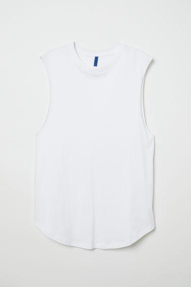 H & M - Top Senza Maniche In Cotone - Bianco