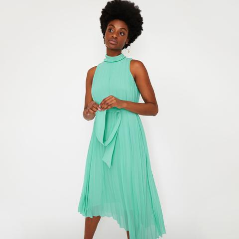 Pleated Halter Midi Dress from 