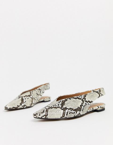 Topshop Slingback Flat Shoes In Snake Print-neutral