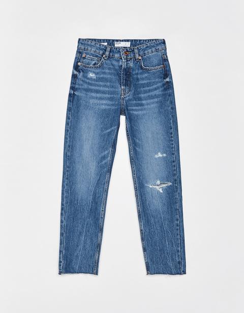 Jeans Straight Cropped High Waist