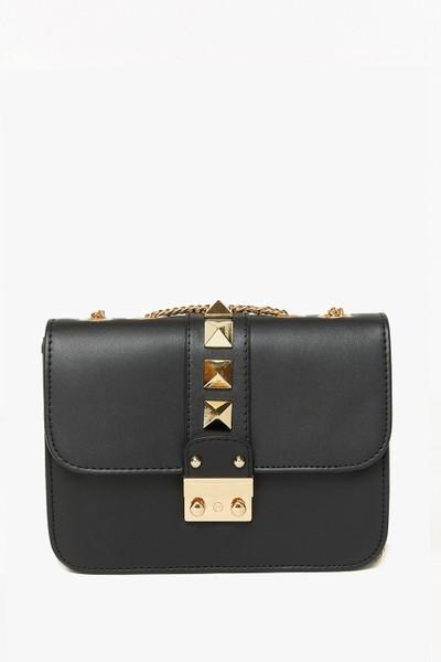 Valentina Black Large Rock Stud Cross Body Bag