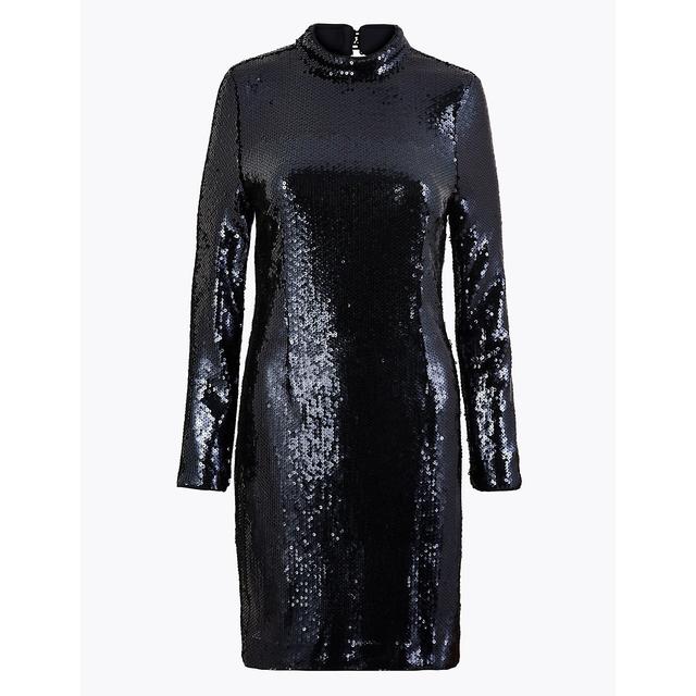 marks and spencer black sequin dress