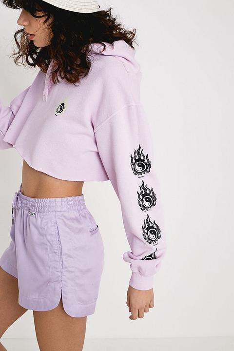 Uo Obscura Lilac Crop Hoodie - Purple S At Urban Outfitters