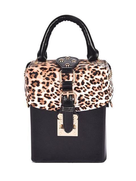 Box Shape Leopard Print Buckle Crossbody Bag