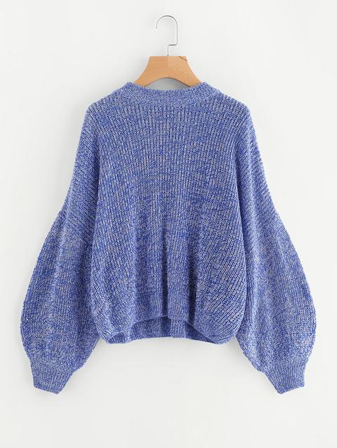 Marled Knit Bishop Sleeve Jumper