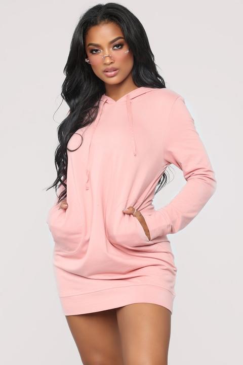 Terran Pullover Sweatshirt Dress - Mauve