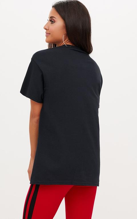 Prettylittlething Black Slogan Oversized T Shirt