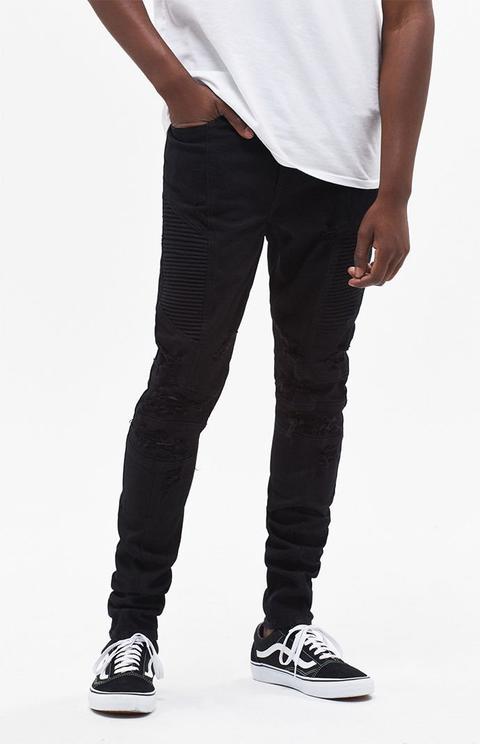 black stacked skinny jeans