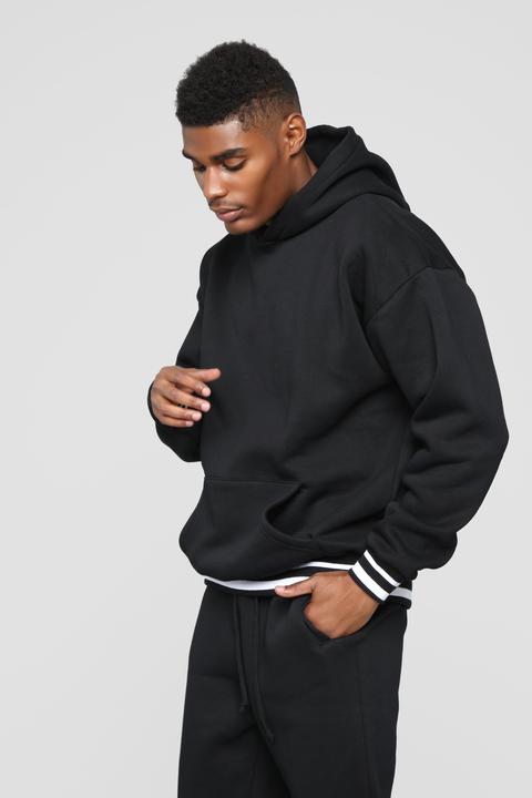 striped hem hoodie