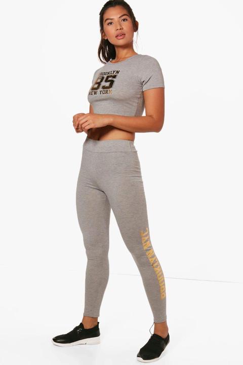 Aaliya Fit Brooklyn Slogan Sports Set