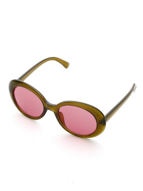 Contrast Frame Oval Lens Sunglasses
