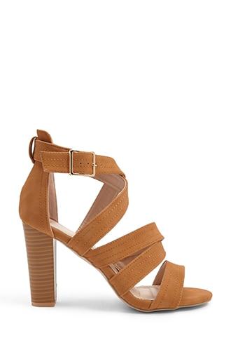 Forever 21 Strappy Faux Leather Heels , Tan