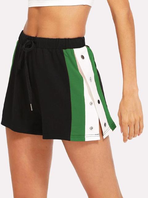 Shorts Abbelliti Con Bottoni Laterali A Righe