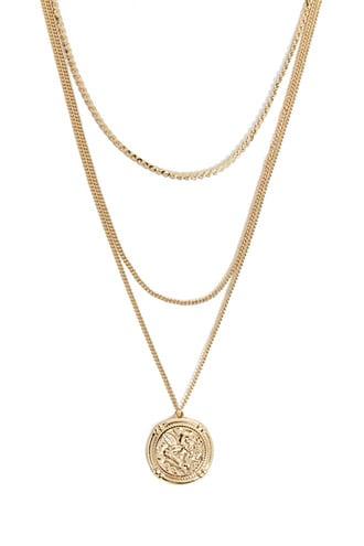 Forever 21 Etched Layered Necklace , Gold