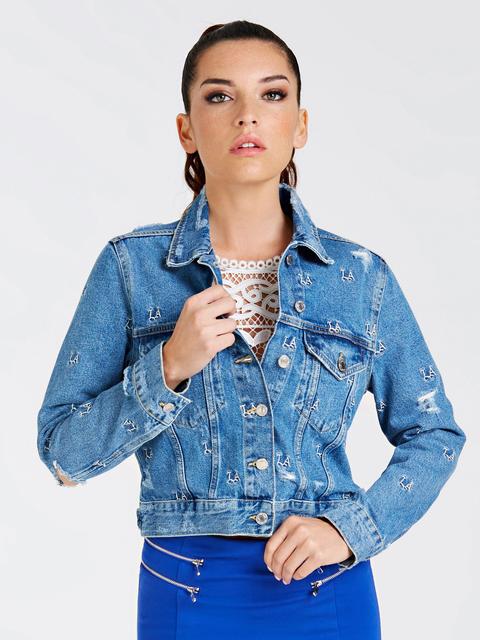 Guess Denim Jacket With Embroidery Detail