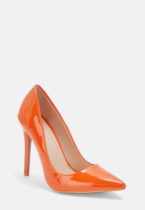 orange patent heels
