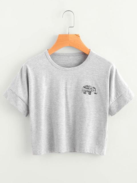 Elephant Print Slub Tee