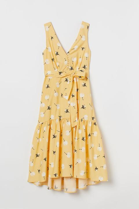 Vestido Con Escote De Pico - Amarillo