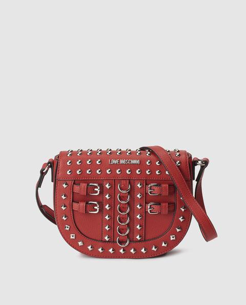 Love Moschino - Bandolera Mini De Mujer En Rojo Con Tachas