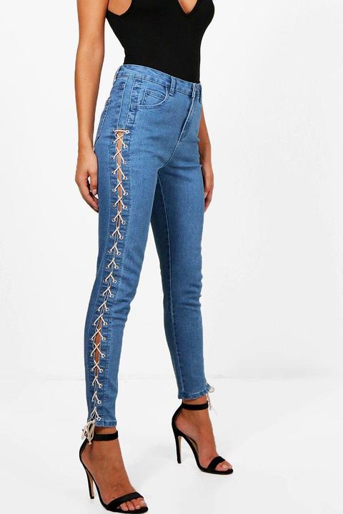 Lace Up Side Skinny Jeans