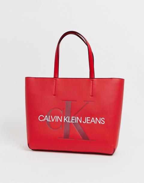 Bolso Tote Logo De Calvin Klein Jeans-rojo de en 21 Buttons