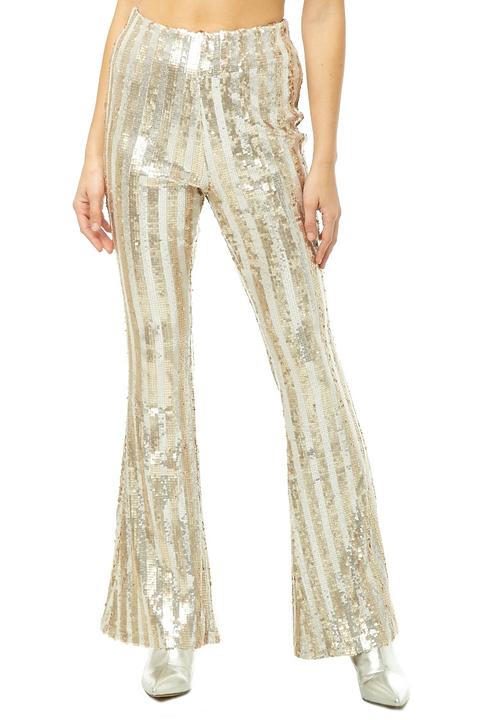 gold sequin flare pants