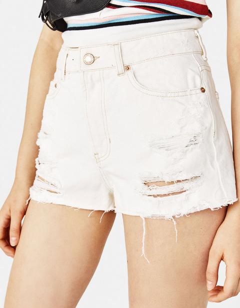 Shorts Denim Con Strappi