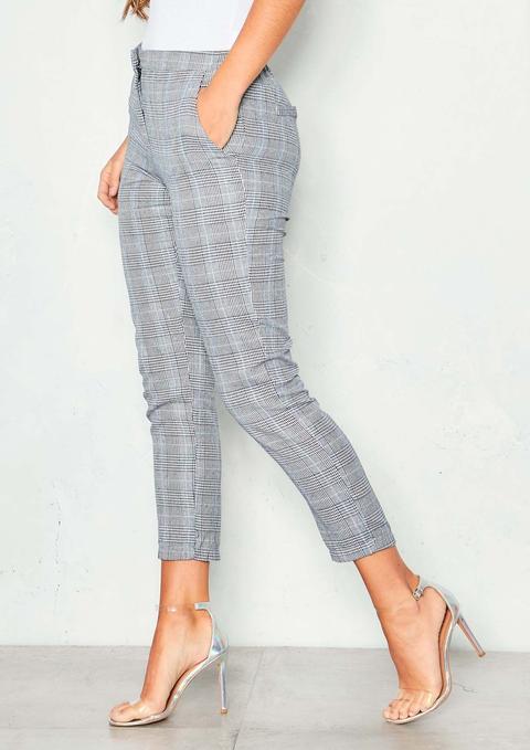 Magnolia Grey Check High Waist Trousers
