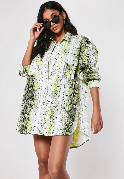 lime green snake print dress