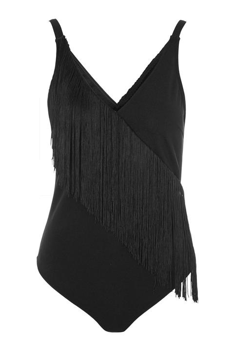 black fringe bodysuit