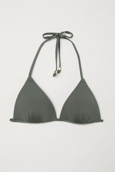 H & M - Top Bikini Triangolo Imbottito - Verde