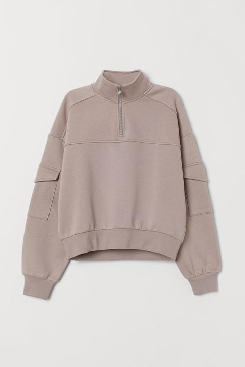 Sudadera Con Cuello Elevado - Marrón