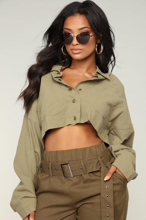 Analia Ii Cropped Jacket - Olive