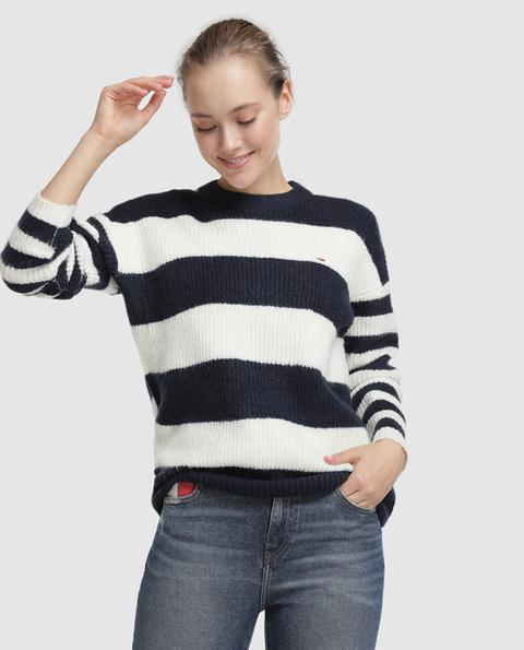 Tommy Jeans - Jersey De Mujer Con Rayas Y Manga Larga