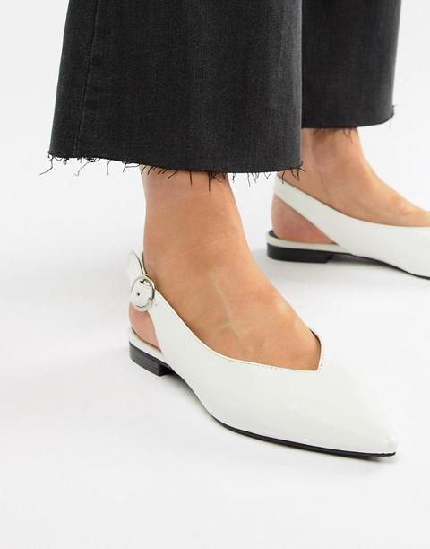 Asos Design - Lasca - Ballerine A Punta Accollate - Bianco