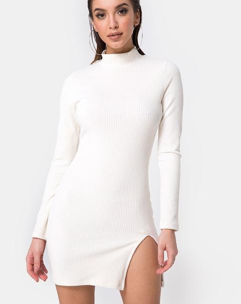 Tor Bodycon Dress In Rib White