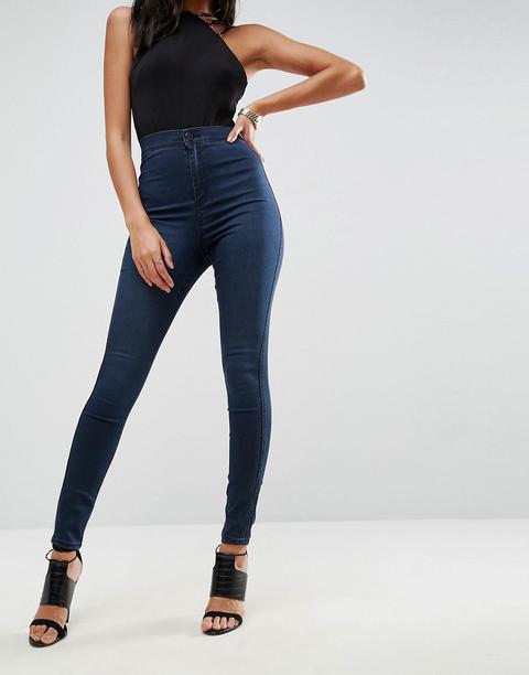 Asos Rivington High Waisted Jeans In Paulie Dark Stone Wash - Dark Stone Wash