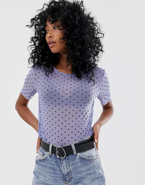 Pieces - Trinna - Top In Rete A Pois - Blu