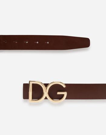 Cintura In Cuoio Con Logo Dg