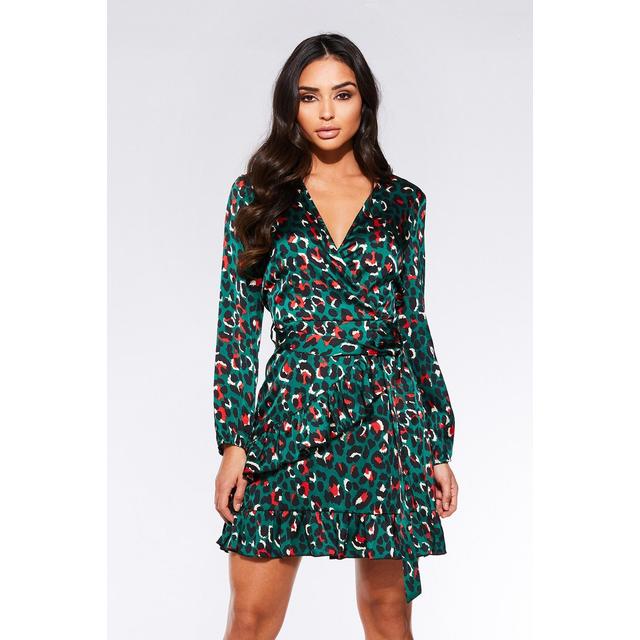 Green and red leopard sales print dress