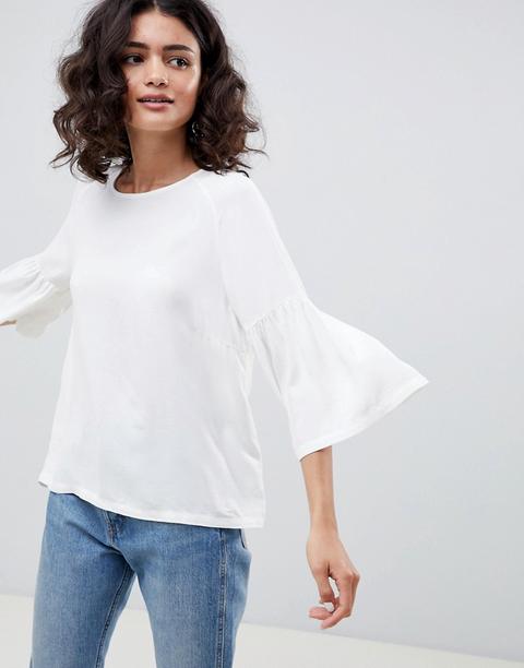 Blusa Con Manga Acampanada Garner De Just Female-blanco