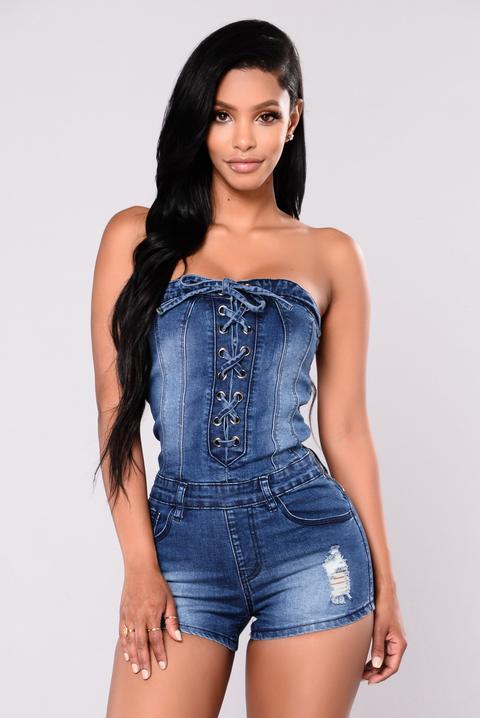fashion nova blue jean romper