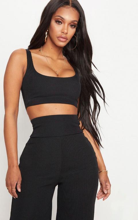 Shape Black Bandage Scoop Neck Crop Top