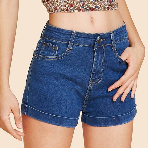 Shorts In Denim Con Risvolto